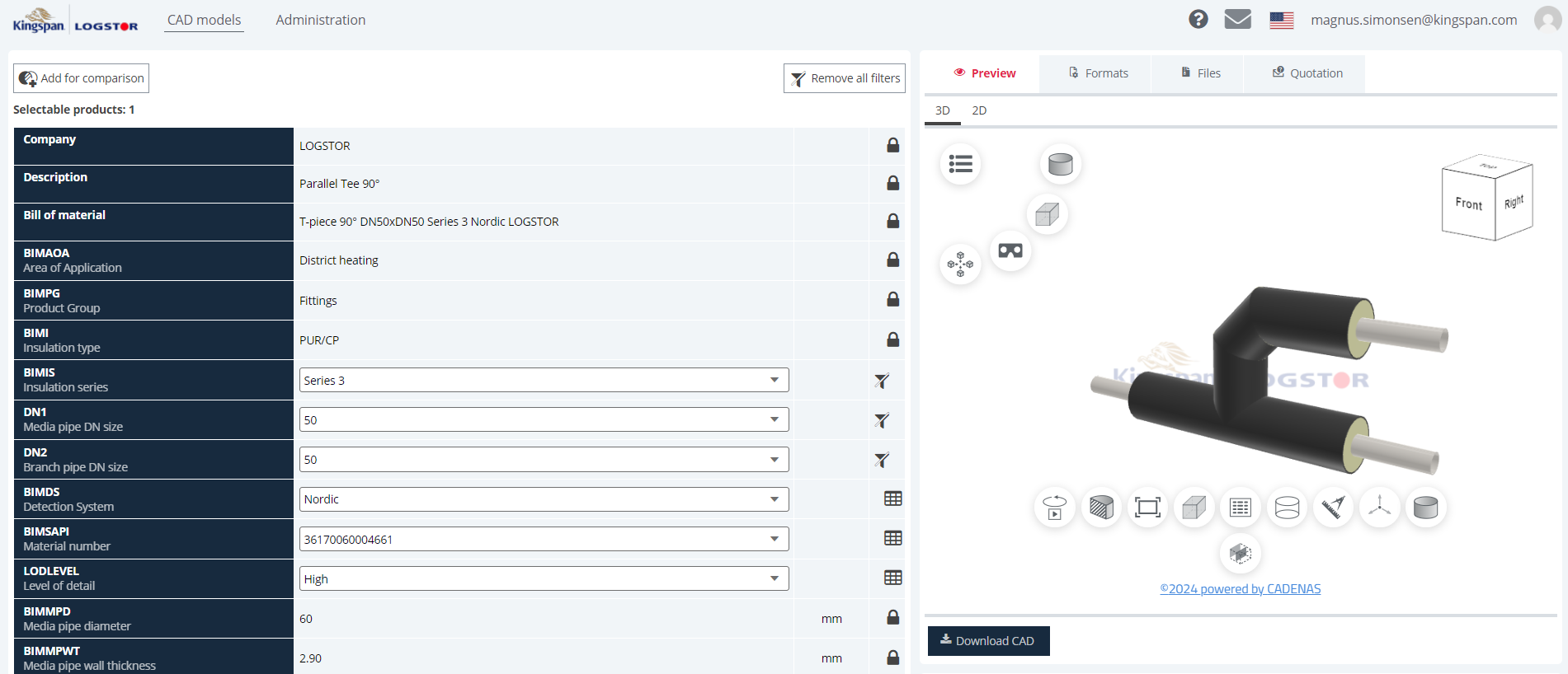 Example of a LOGSTOR BIM Model.